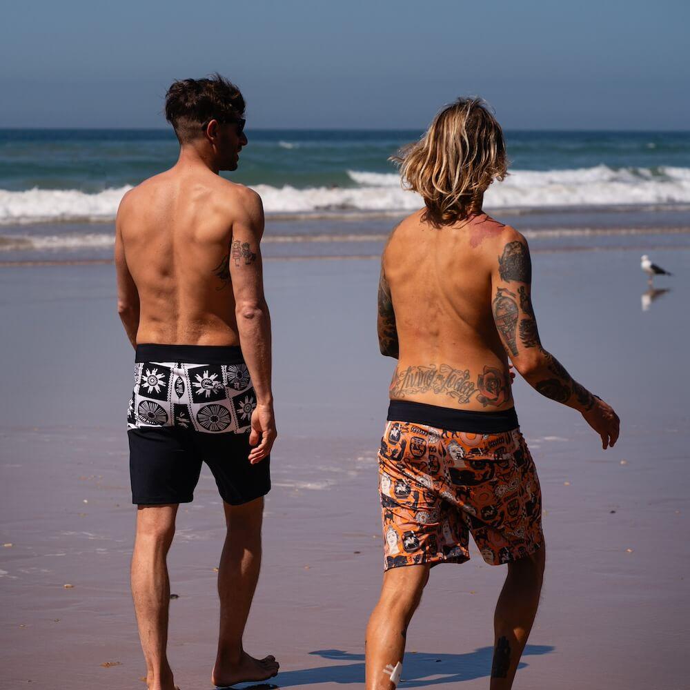 Seay / Boardshort Bianco Nero Symbols Moda