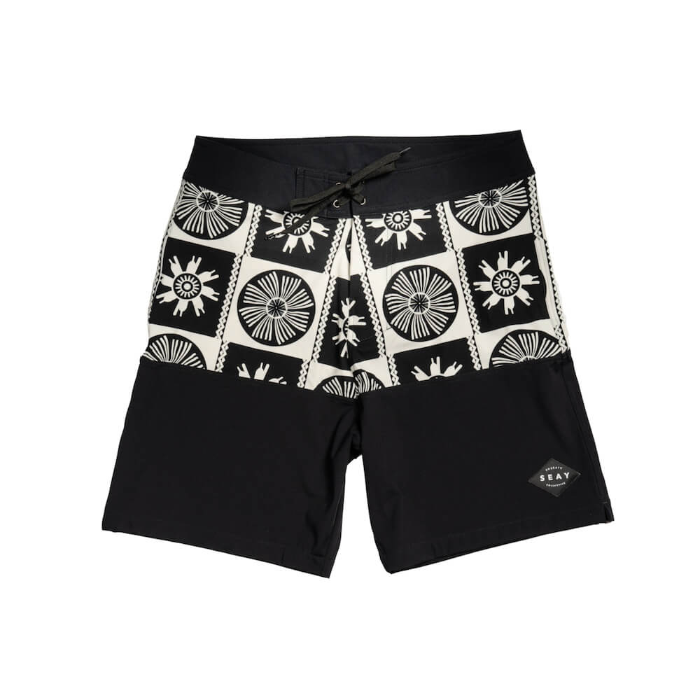 Seay / Boardshort Bianco Nero Symbols Moda