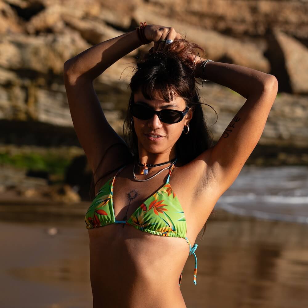 Seay / Triangolo Bikini Reversibile Azzurro Verde Bird of Paradise Saldi