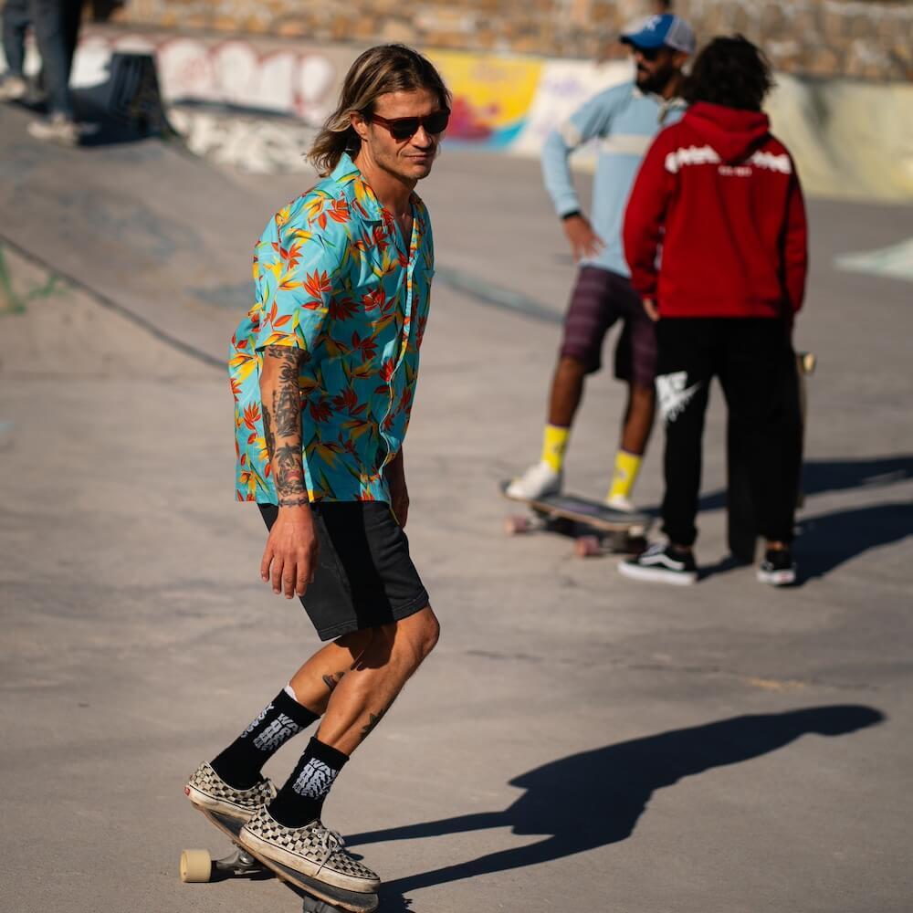 Seay / Camicia Hawaiana Azzurra Bird of Paradise Vendita