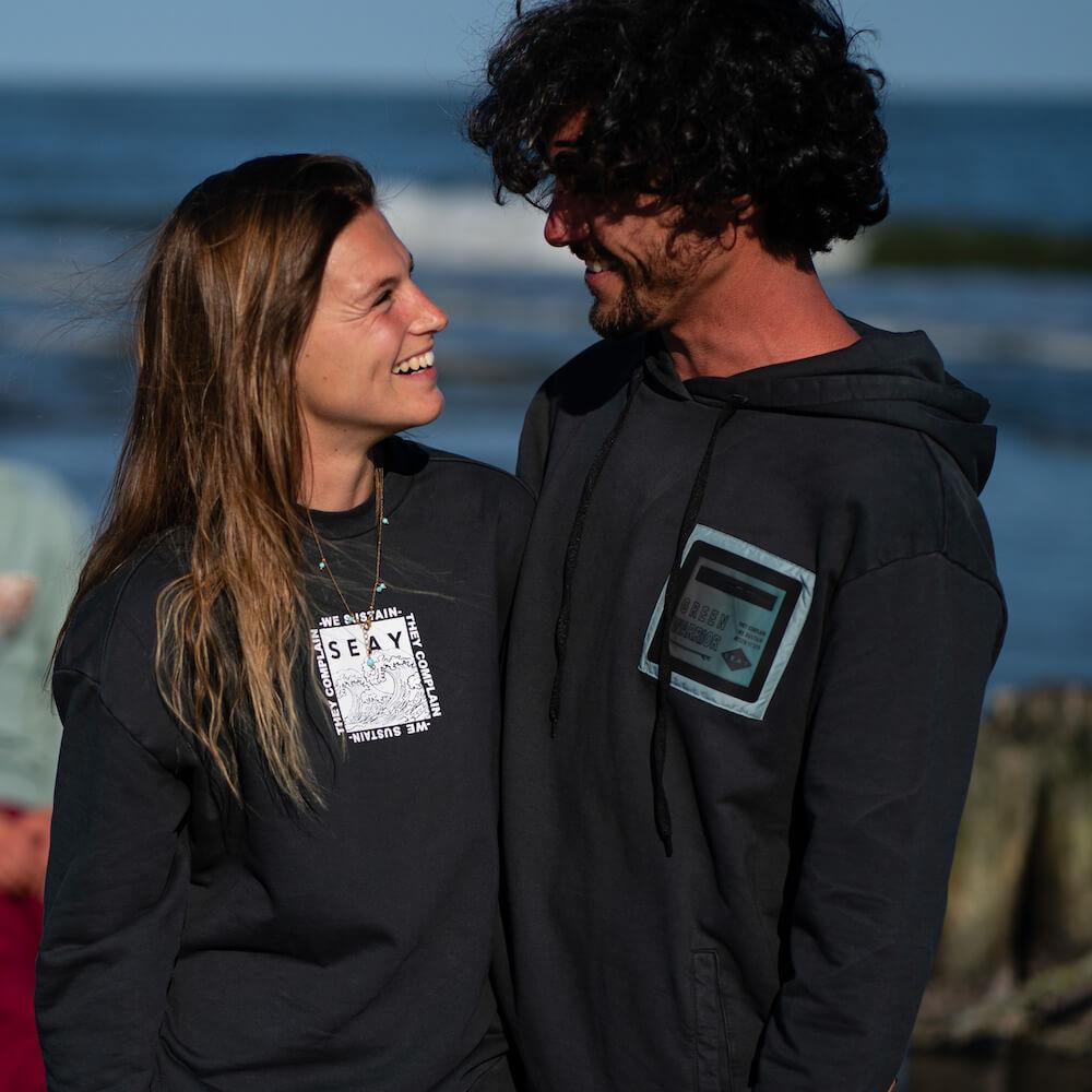 Seay / Felpa con Cappuccio Nera Siargao Online