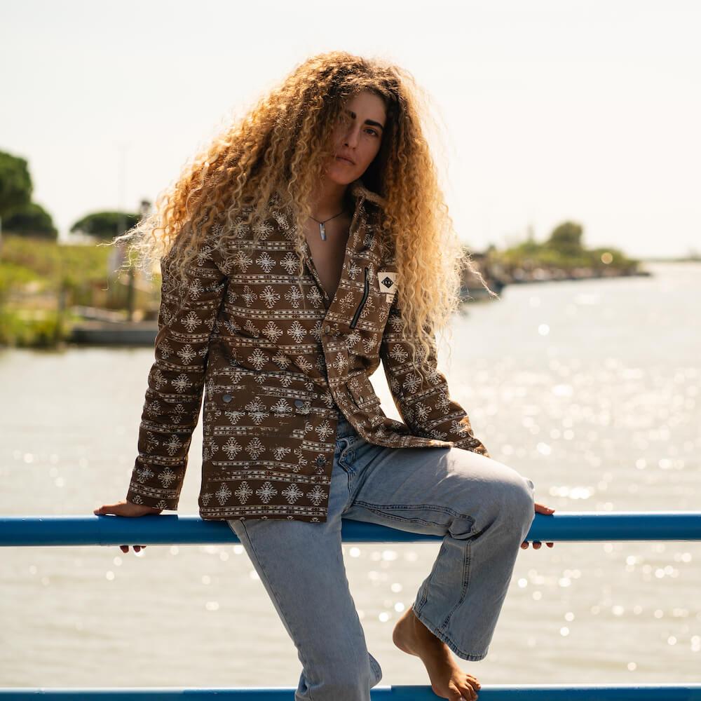 Seay / Giacca Denim Orsetto Marrone Laguna Vendita Calda