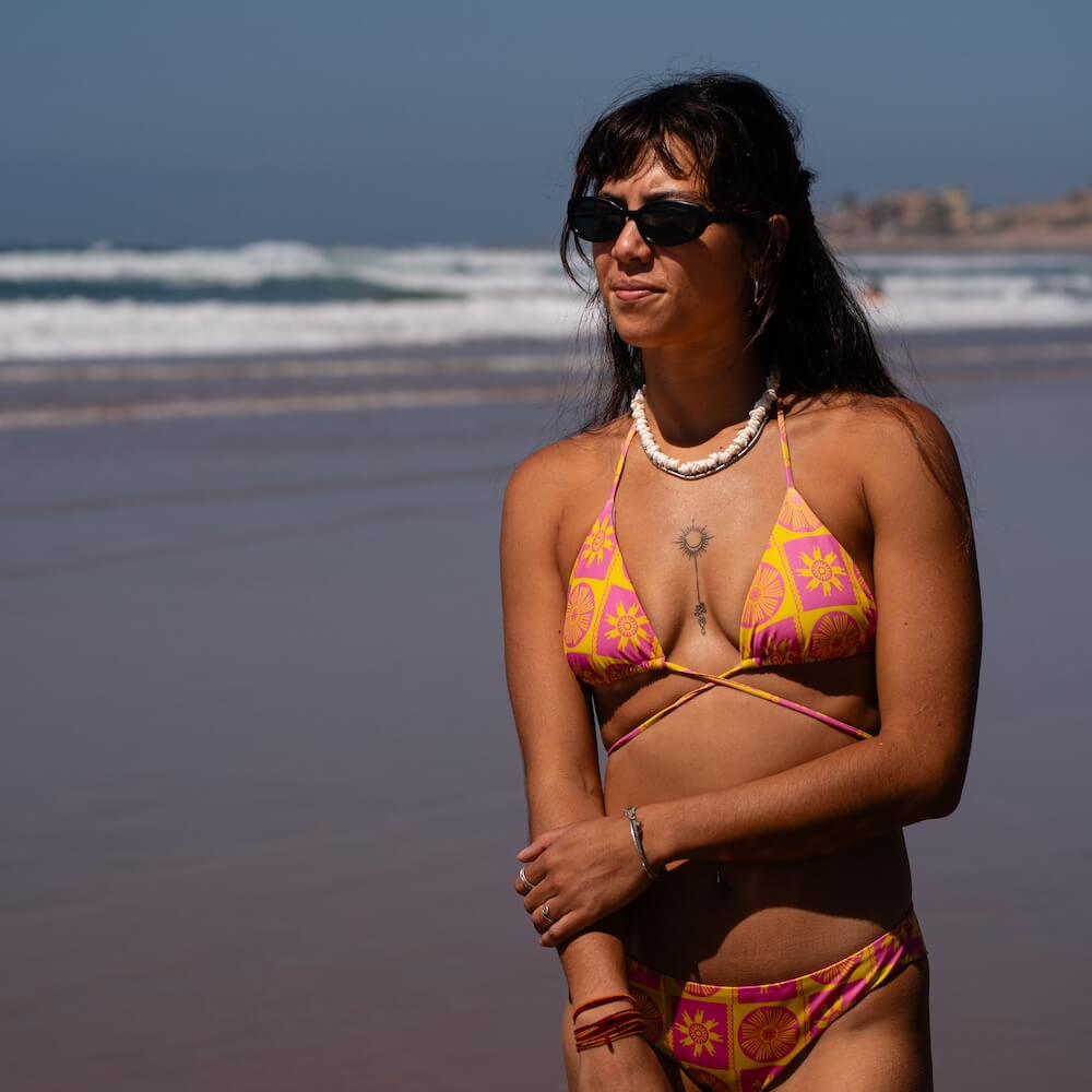 Seay / Slip Bikini Brasiliano Rosa Giallo Symbols Vendite Flash