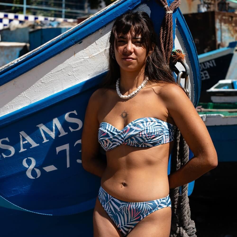 Seay / Slip Bikini Blu Bamboo Nuova