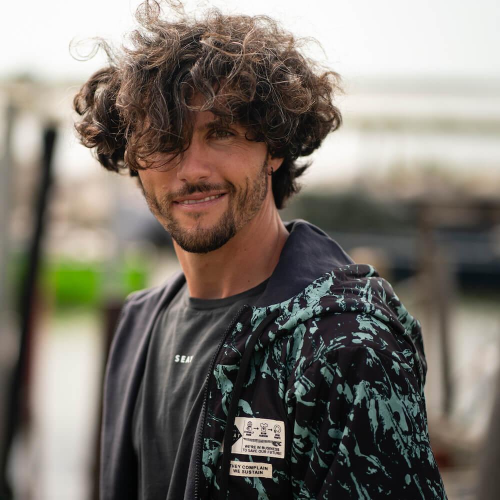 Seay / Giacca a Vento Reversibile con Cappuccio Nera Qualità
