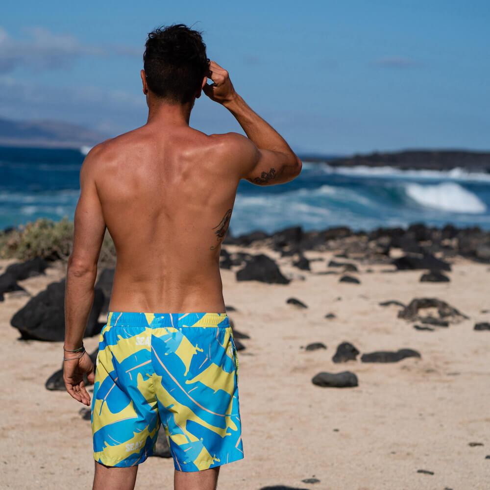 Seay / Swim Boxer Medio Giallo Blu Foglie Banano Shopping Online