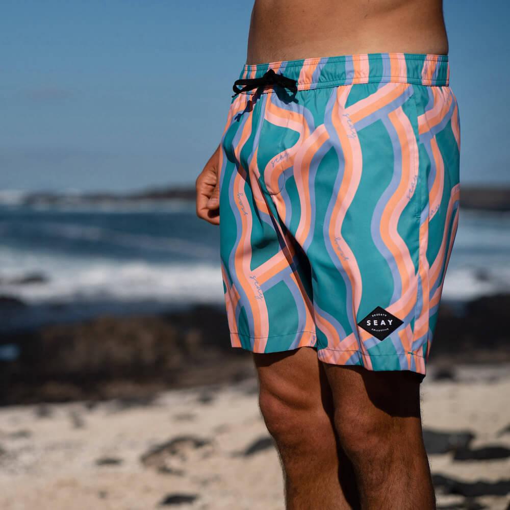 Seay / Swim Boxer Medio Verde Onde Akau Prezzo Ridotto
