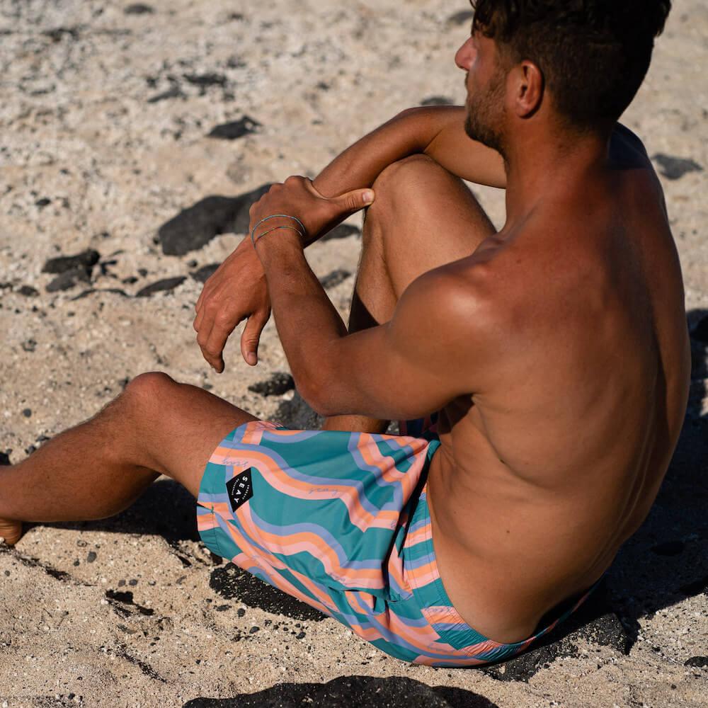 Seay / Swim Boxer Medio Verde Onde Akau Prezzo Ridotto