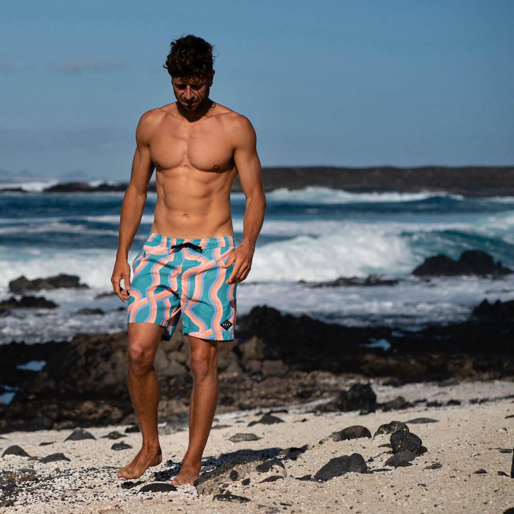 Seay / Swim Boxer Medio Verde Onde Akau Prezzo Ridotto