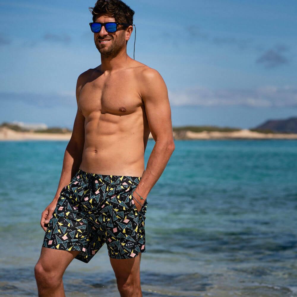 Seay / Swim Boxer Medio Nero Stampa 80s Offerte