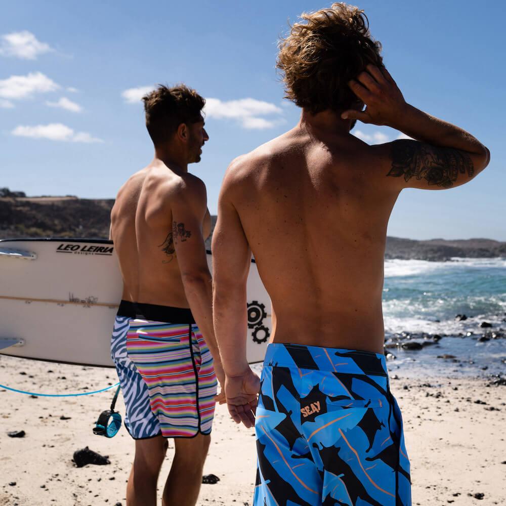 Seay / Boardshort Nero Blu Foglie Banano Alapai Vendita Economica