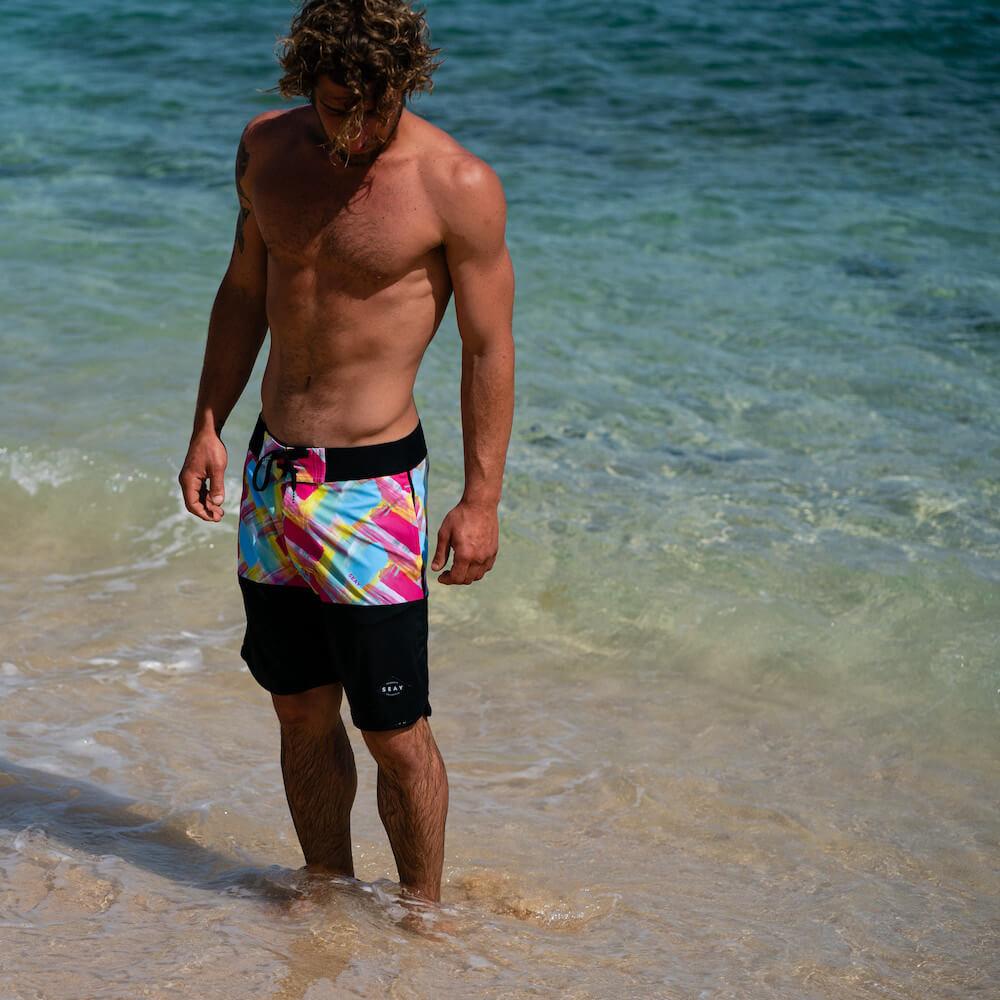 Seay / Boardshort Fucsia & Blu Alapai Saldi Di Fabbrica