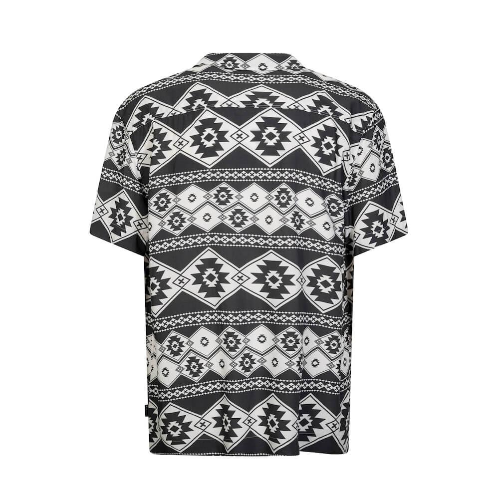 Seay / Camicia Hawaiana Bianco Nera Stampa Nativa Promozione
