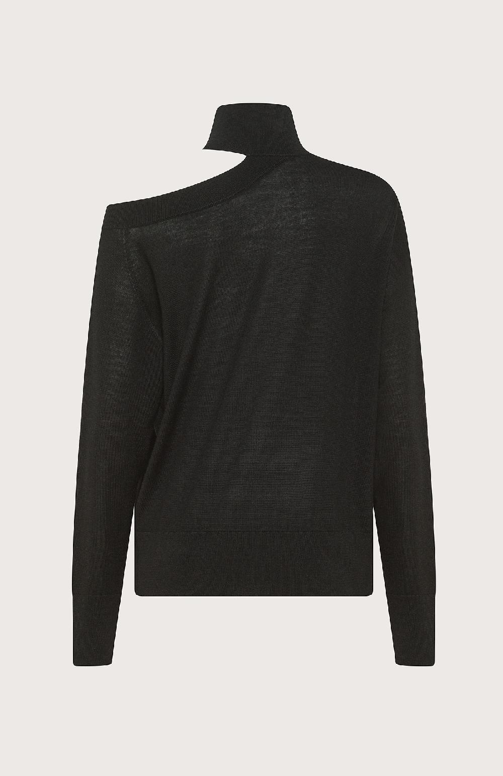 Seventy Maglia asimmetrica in lana merinos - Col. Nero Hotsell