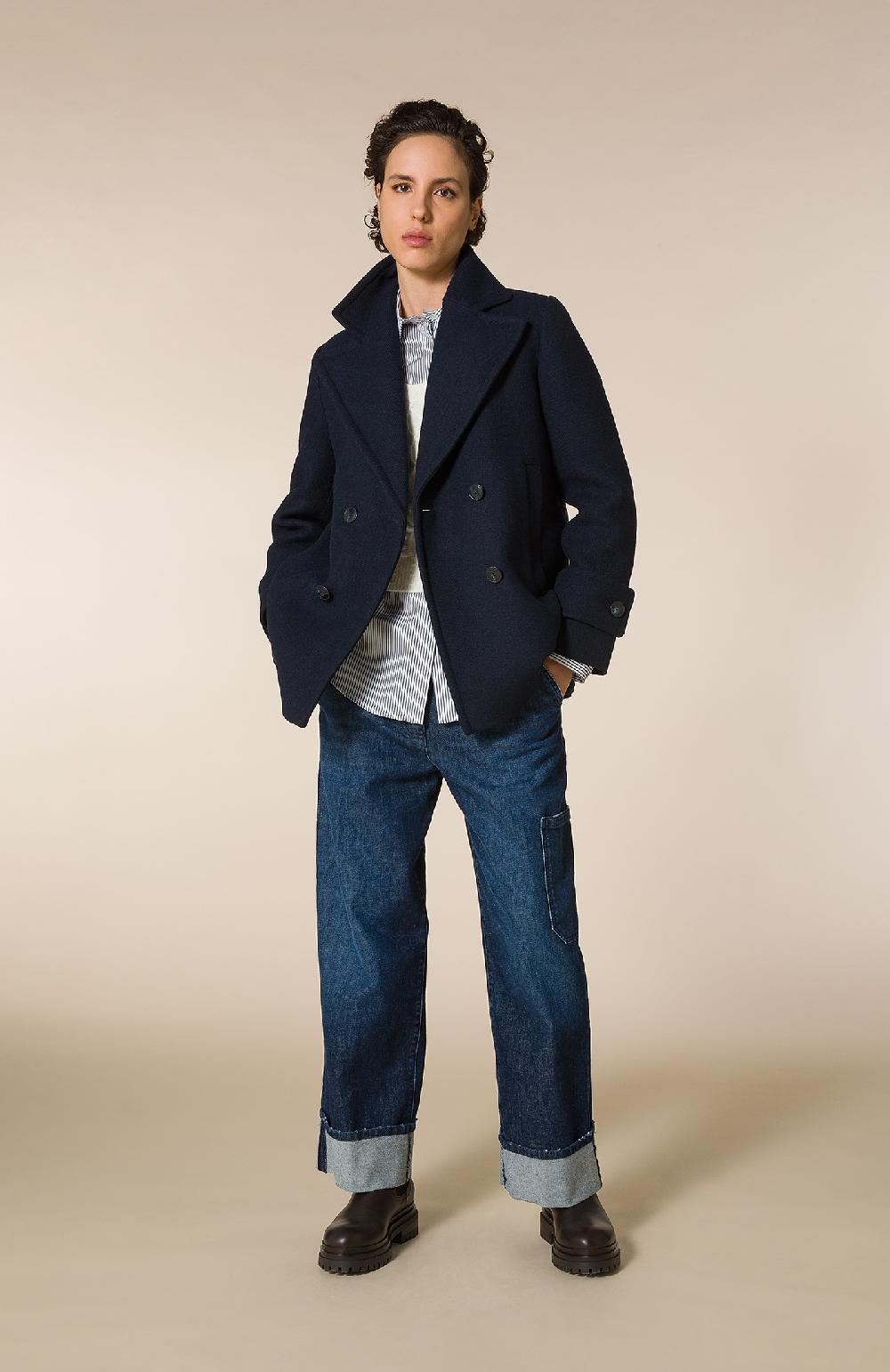 Seventy Cappotto corto doppiopetto bimateriale - Col. Blu Italy