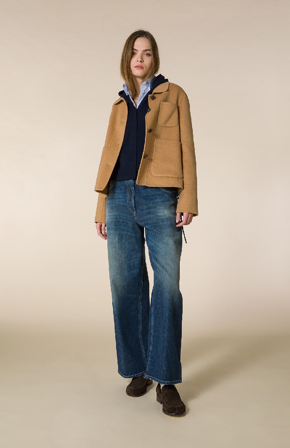 Seventy Cappotto corto monopetto in panno double - Col. Neutro Nuovo