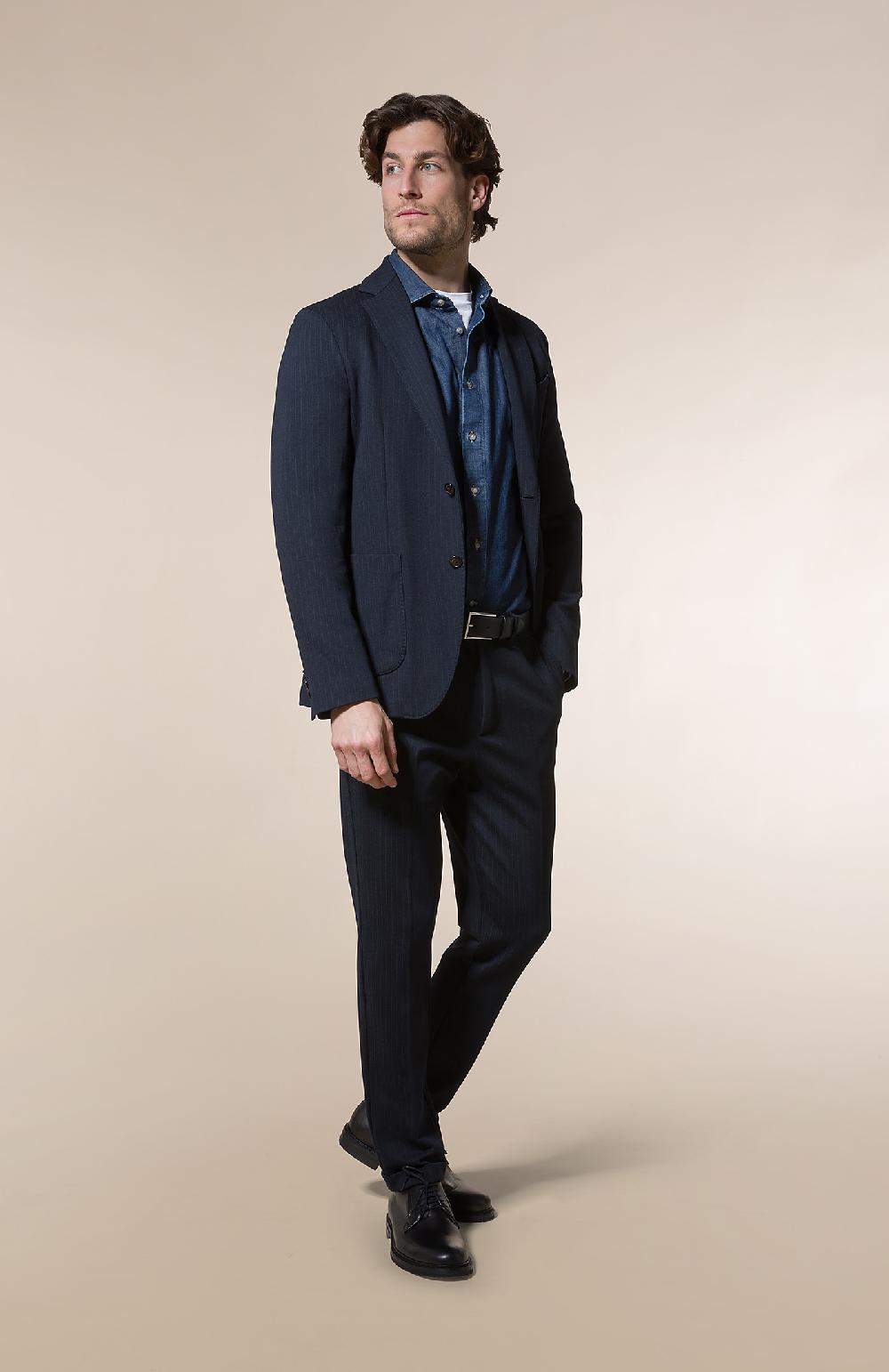 Seventy Giacca decostruita monopetto regualar fit in punto stoffa gessato - Col. Blu Fino Al -60%