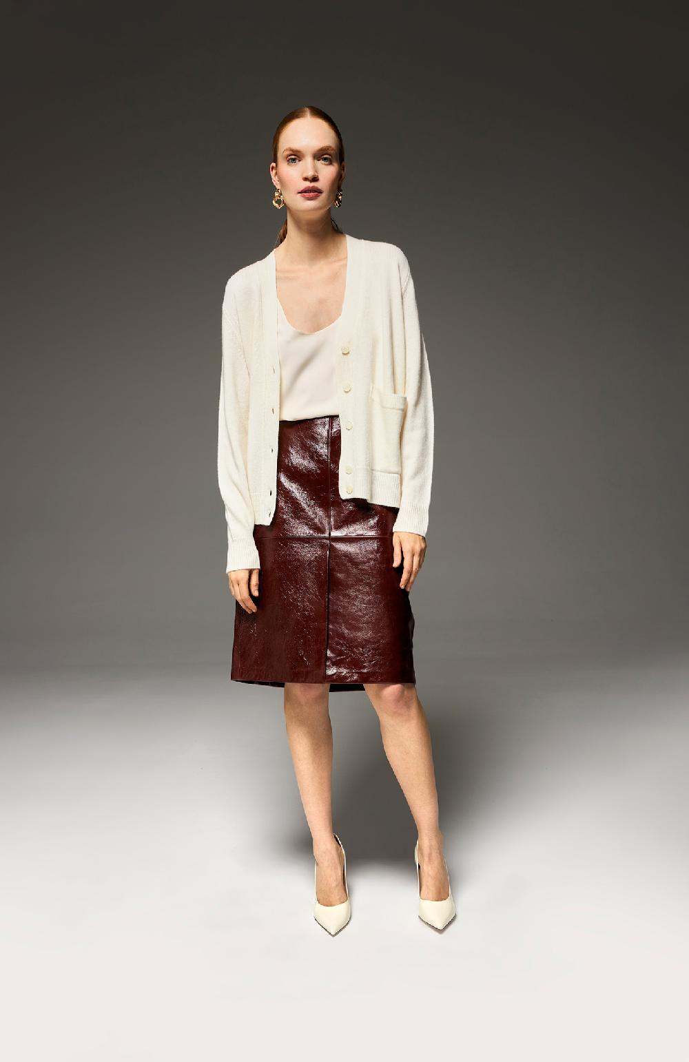 Seventy Cardigan lungo con scollo a V in lana cashmere - Col. Neutro Sottocosto