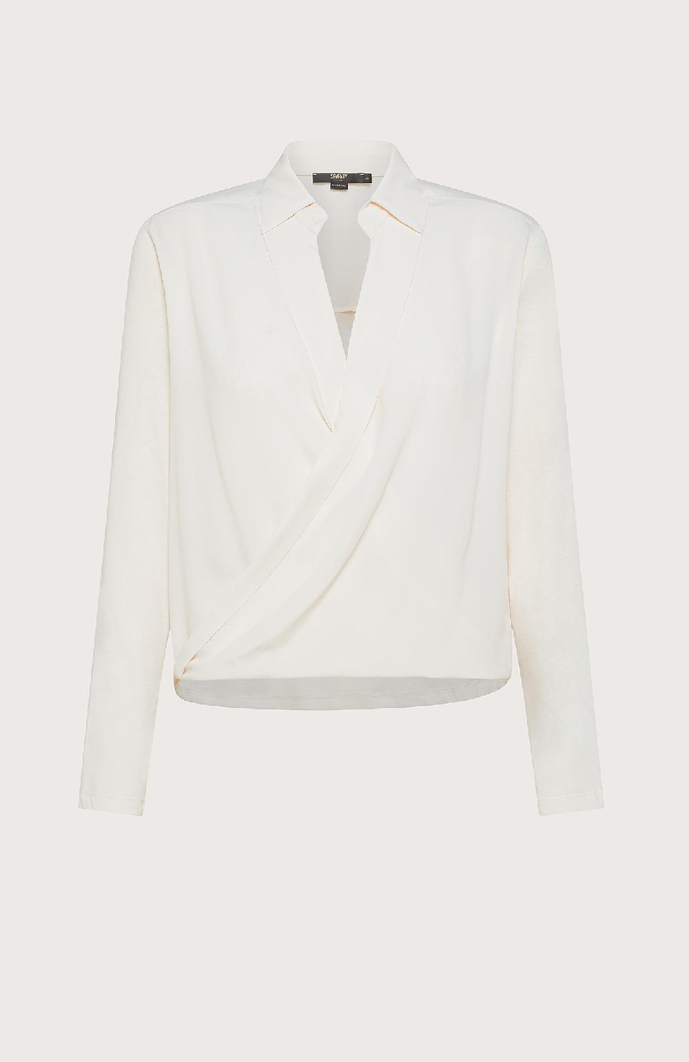 Seventy Blusa incrociata bimateriale - Col. Neutro Outlet