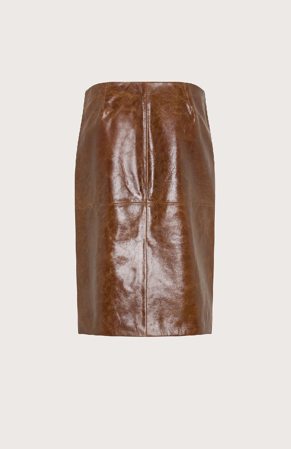 Seventy Gonna tubino in pelle effetto vintage - Col. Marrone In Vendita