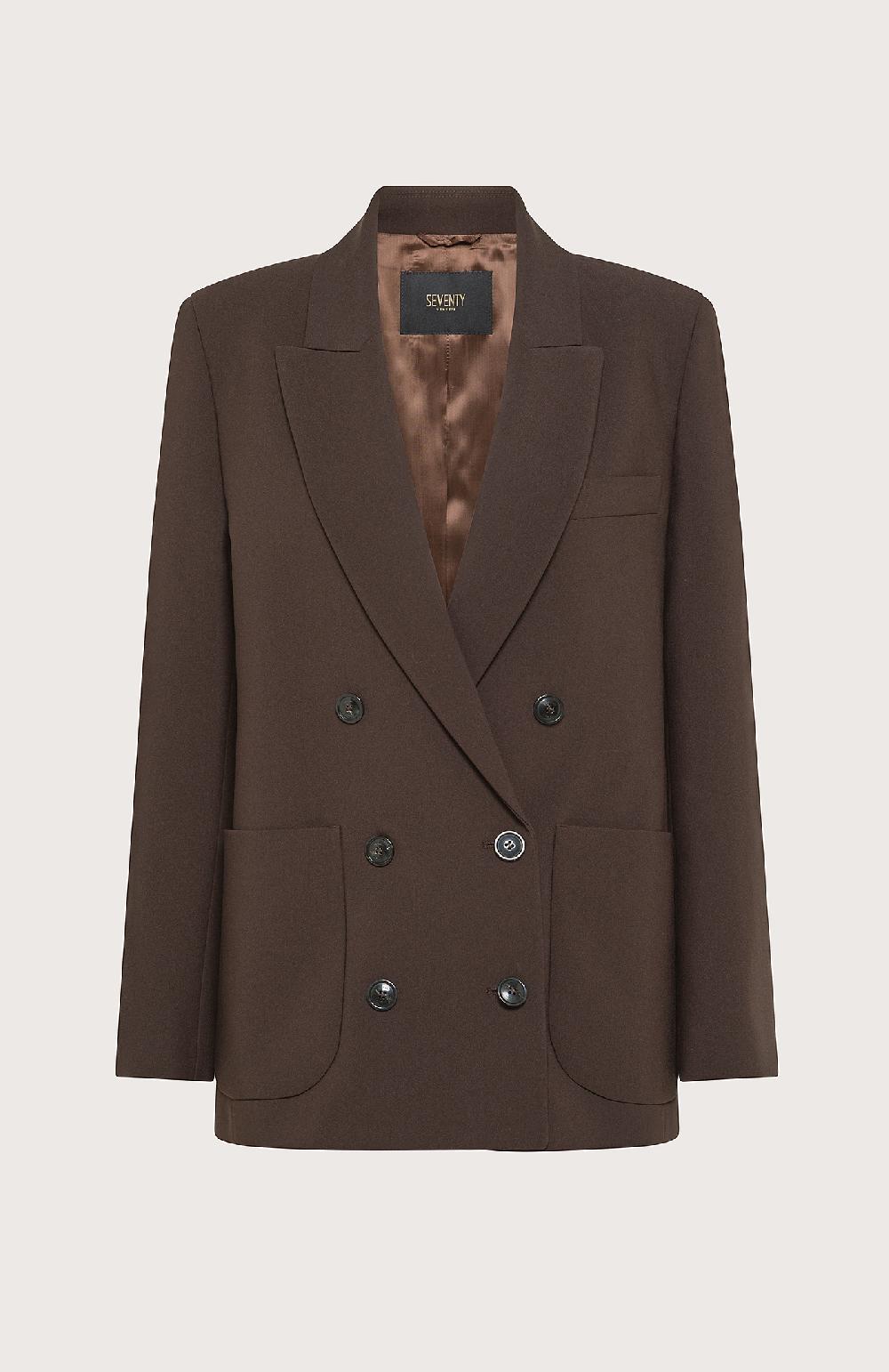 Seventy Giacca doppiopetto in poly stretch - Col. Marrone Saldi Di Fabbrica