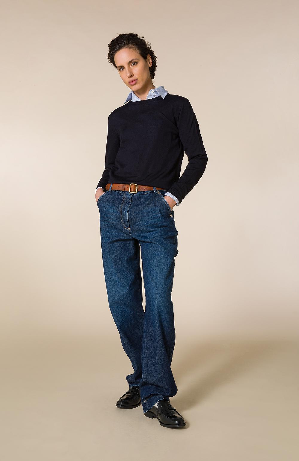 Seventy Maglioncino girocollo in lana merinos f.19 - Col. Blu In Saldo