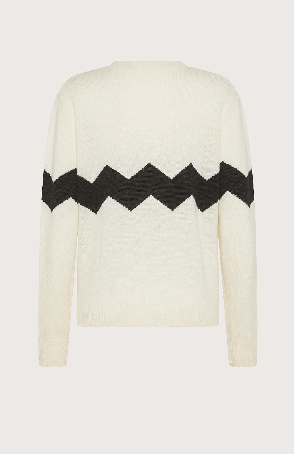 Seventy Maglione girocollo misto lana con intarsio a zig zag - Col. Neutro In Linea