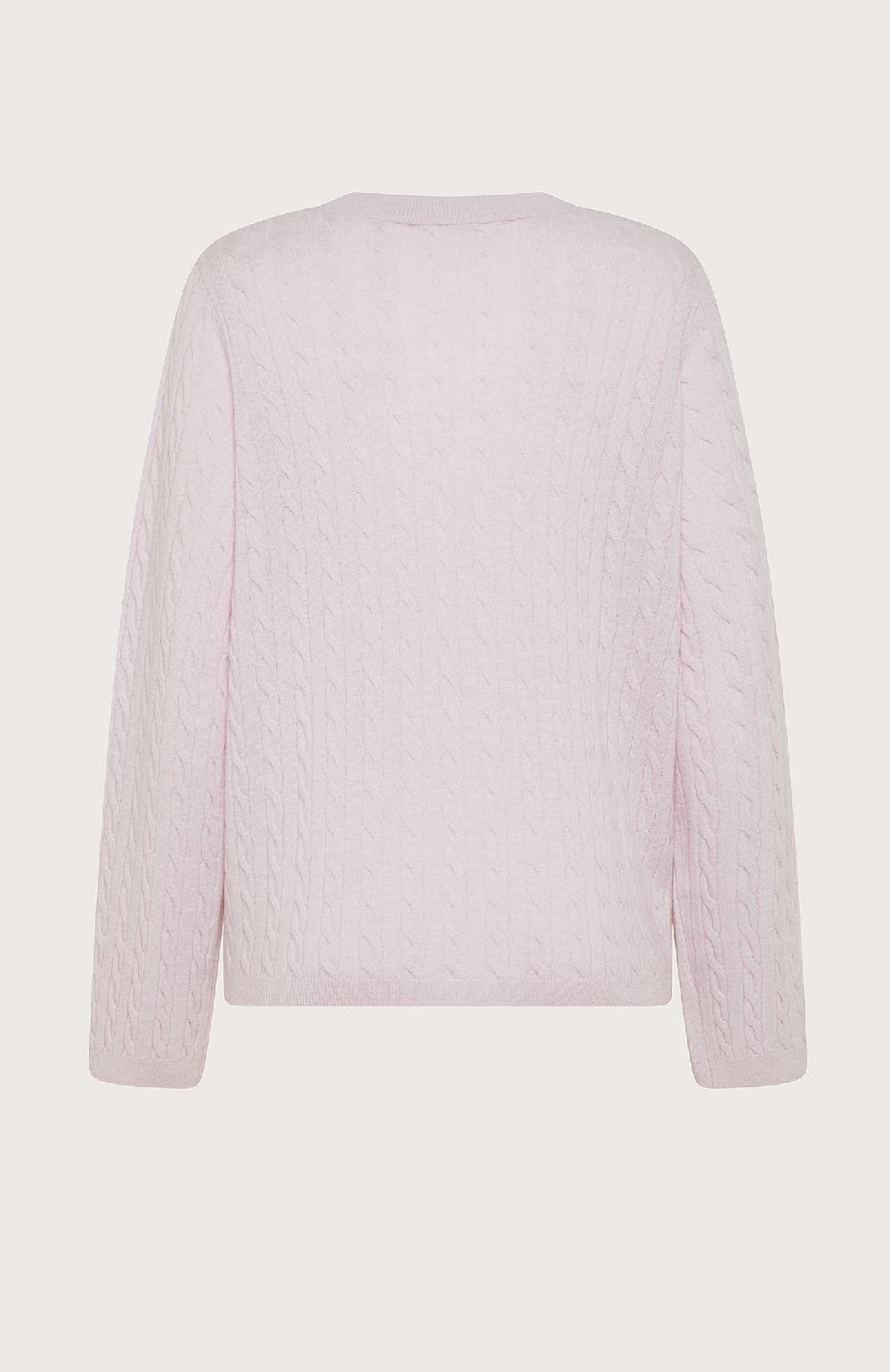 Seventy Maglione girocollo a trecce in 100% lana - Col. Rosa Soddisfazione Garantita