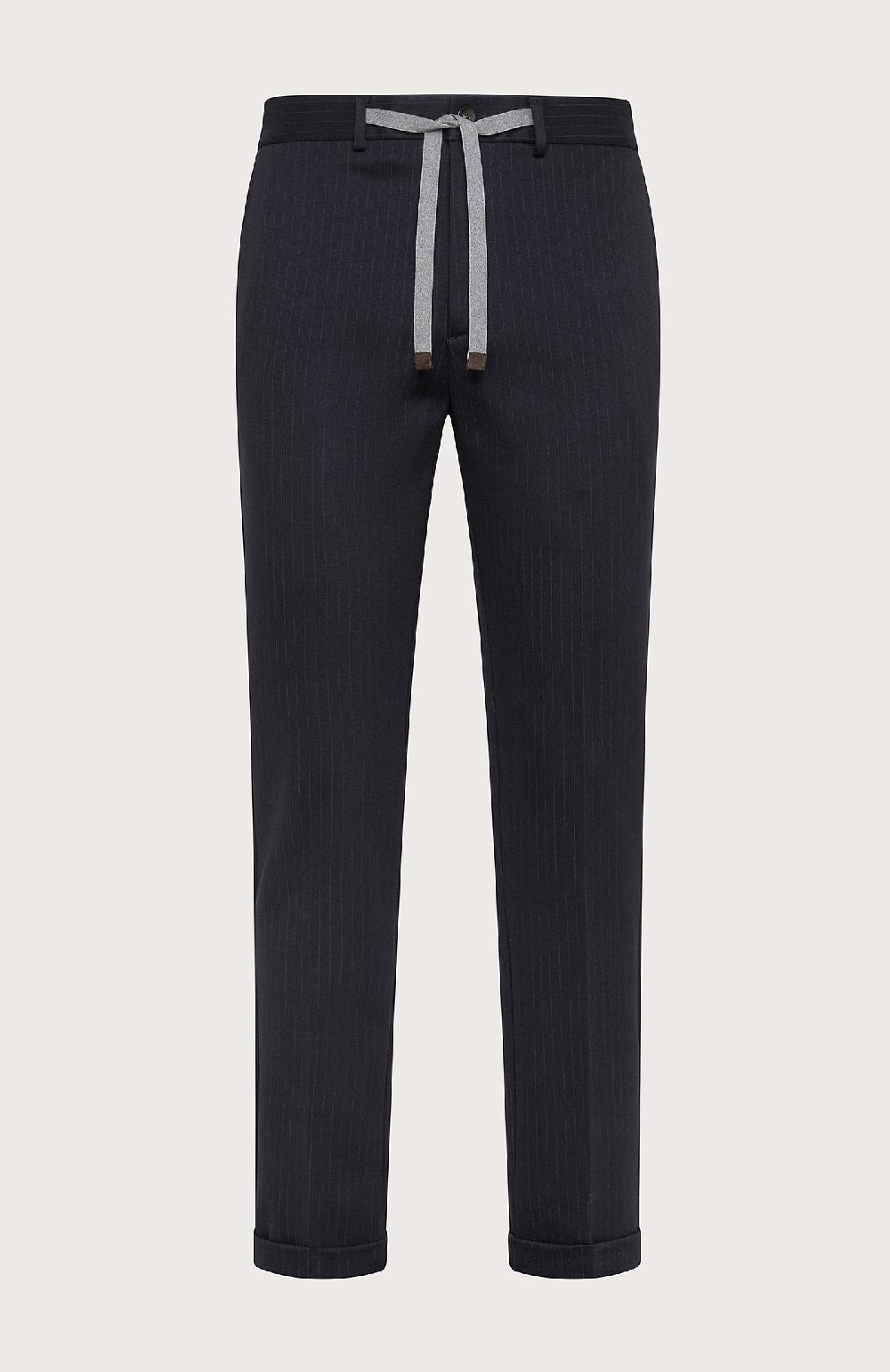 Seventy Pantalone con coulisse in punto stoffa gessato - Col. Blu Vendita Calda