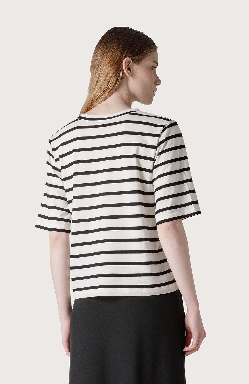 Seventy Maglia a righe con spilla floreale - Col. Nero Vendita Calda