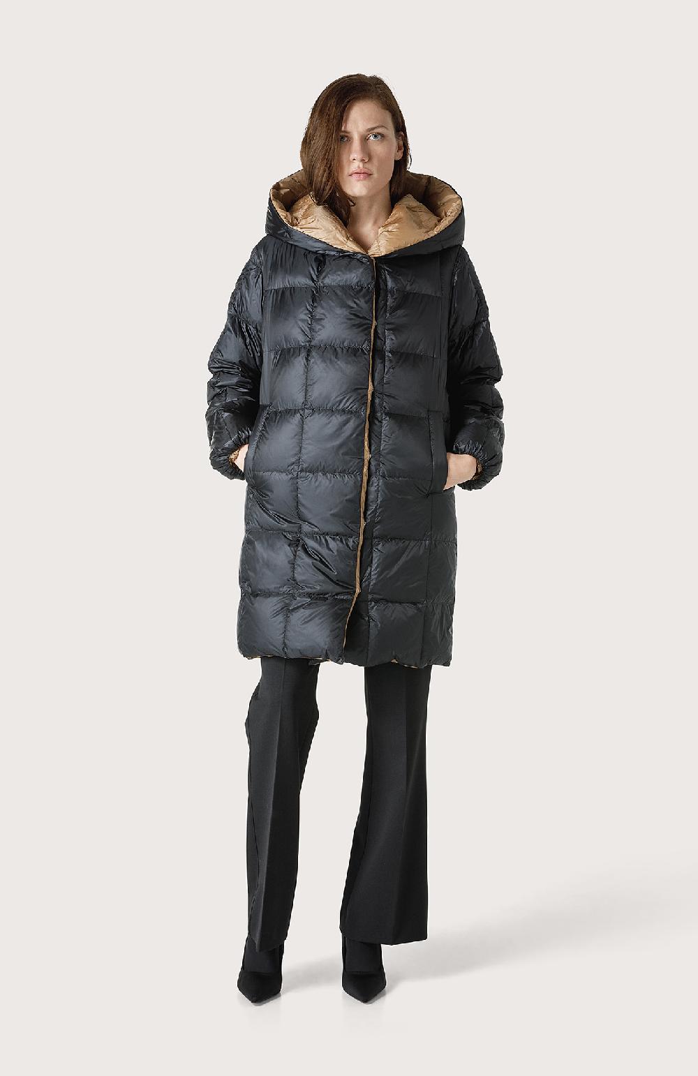 Seventy Piumino lungo reversibile con cappuccio - Col. Nero In Saldo