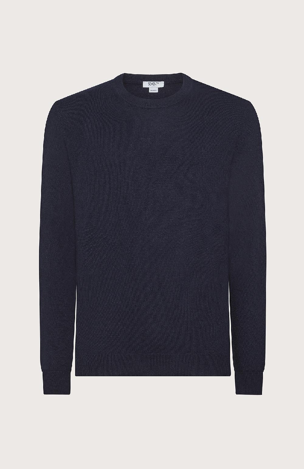 Seventy Maglia girocollo in rasato - Col. Blu In Linea