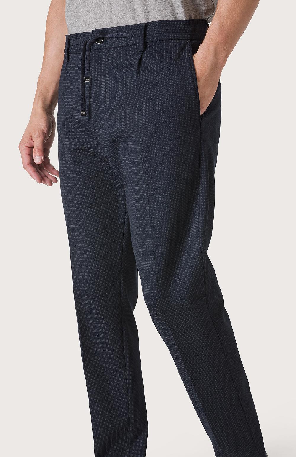 Seventy Pantalone con elastico e microdisegno - Col. Blu Sottocosto