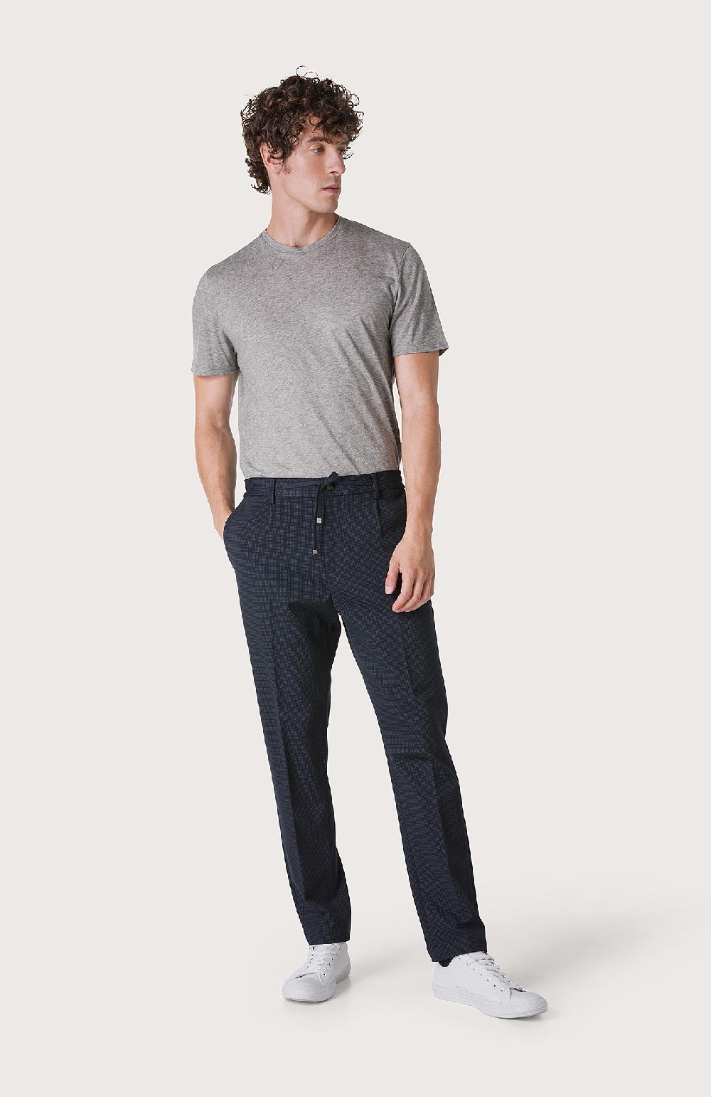 Seventy Pantalone con elastico e microdisegno - Col. Blu Sottocosto
