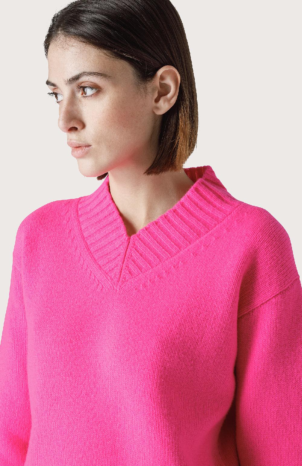 Seventy Maglione con miniscollo a V - Col. Rosa Offerta speciale della fabbrica
