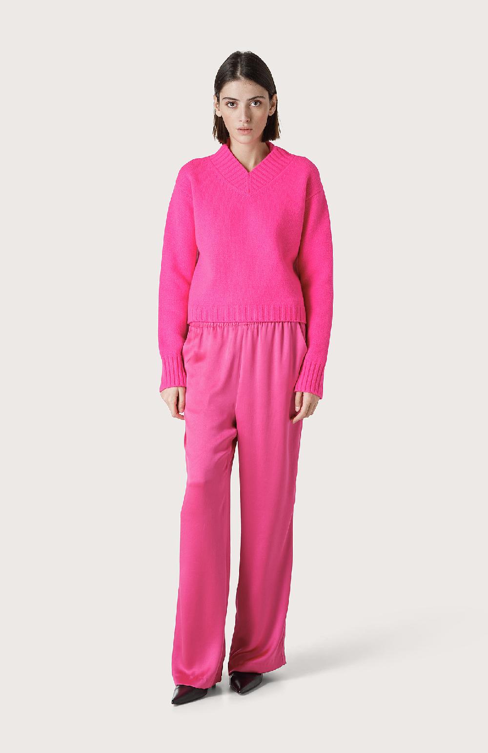 Seventy Maglione con miniscollo a V - Col. Rosa Offerta speciale della fabbrica