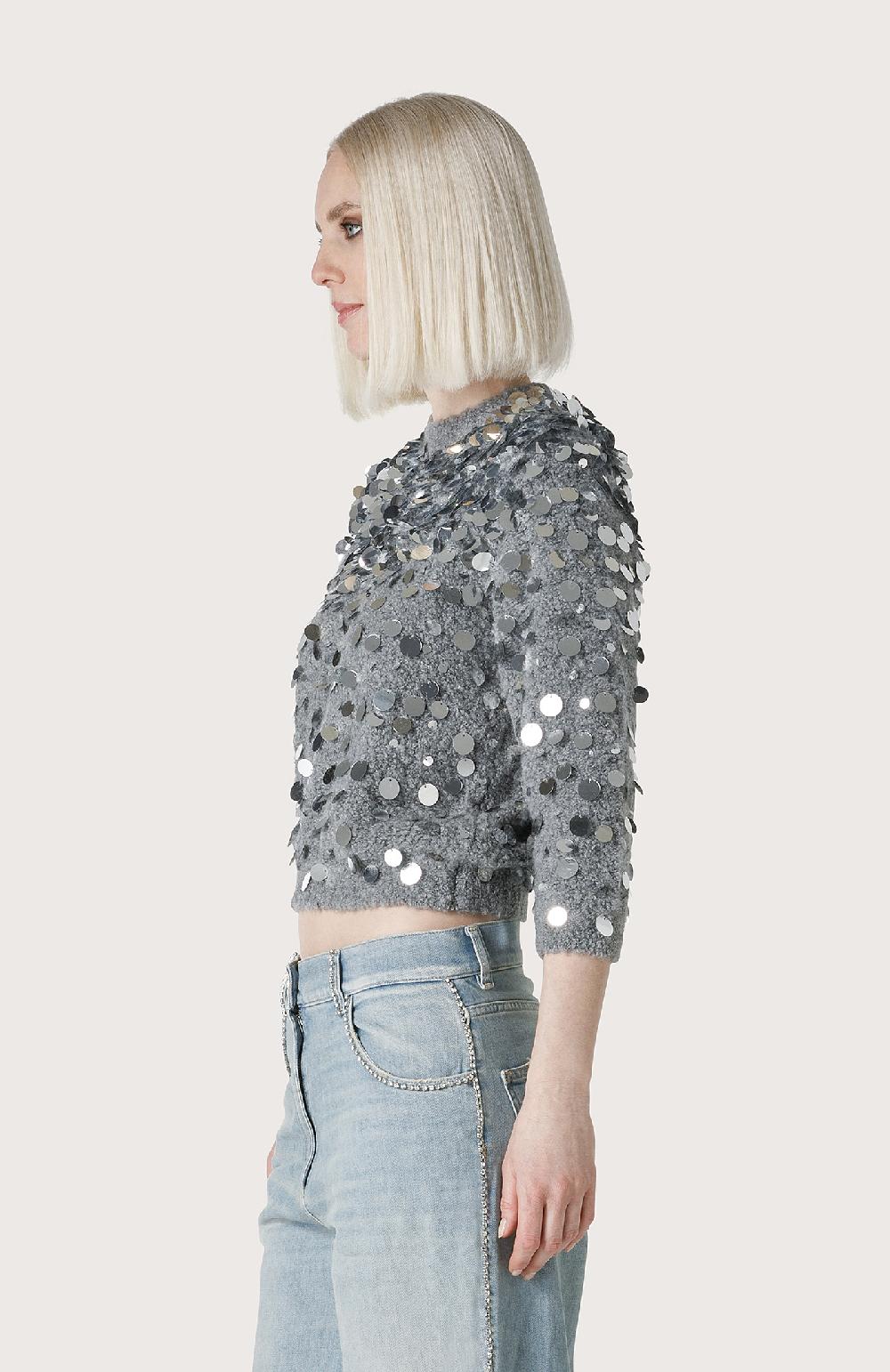 Seventy Maglioncino con maxi paillettes - Col. Grigio Spedizione Gratuita