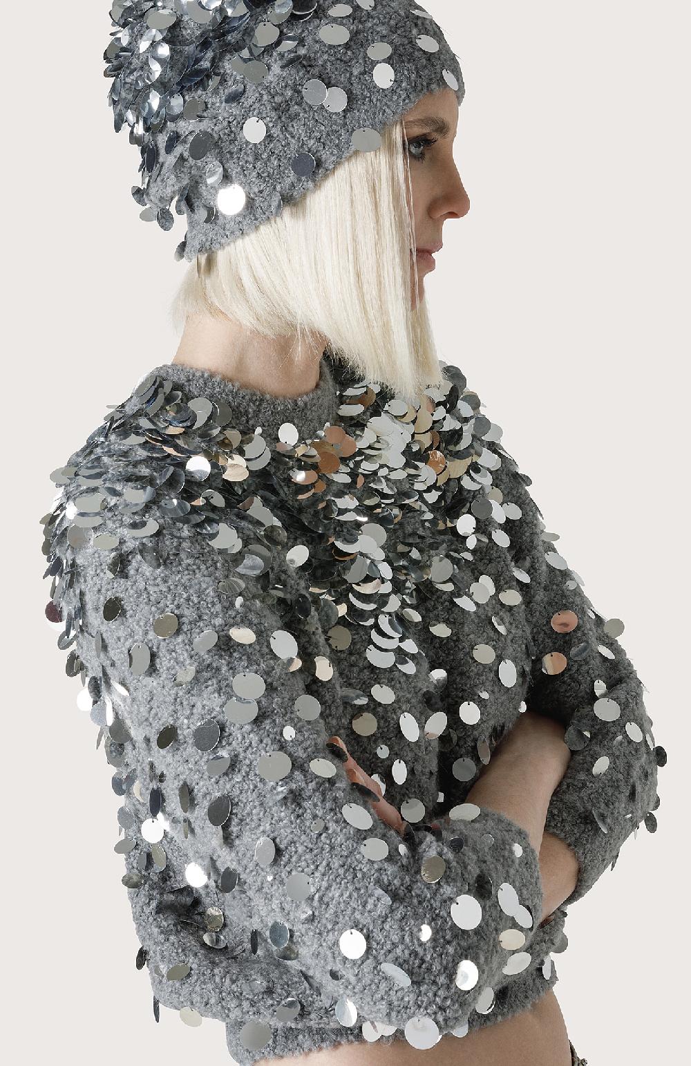 Seventy Maglioncino con maxi paillettes - Col. Grigio Spedizione Gratuita