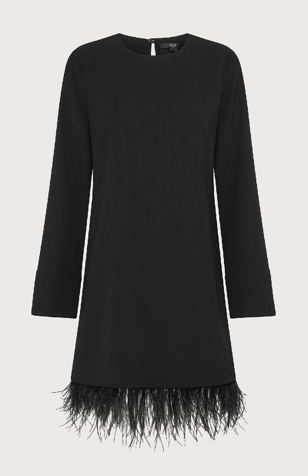Seventy Abito girocollo con piume - Col. Nero Offerta
