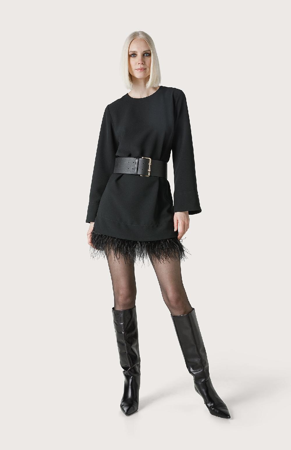 Seventy Abito girocollo con piume - Col. Nero Offerta