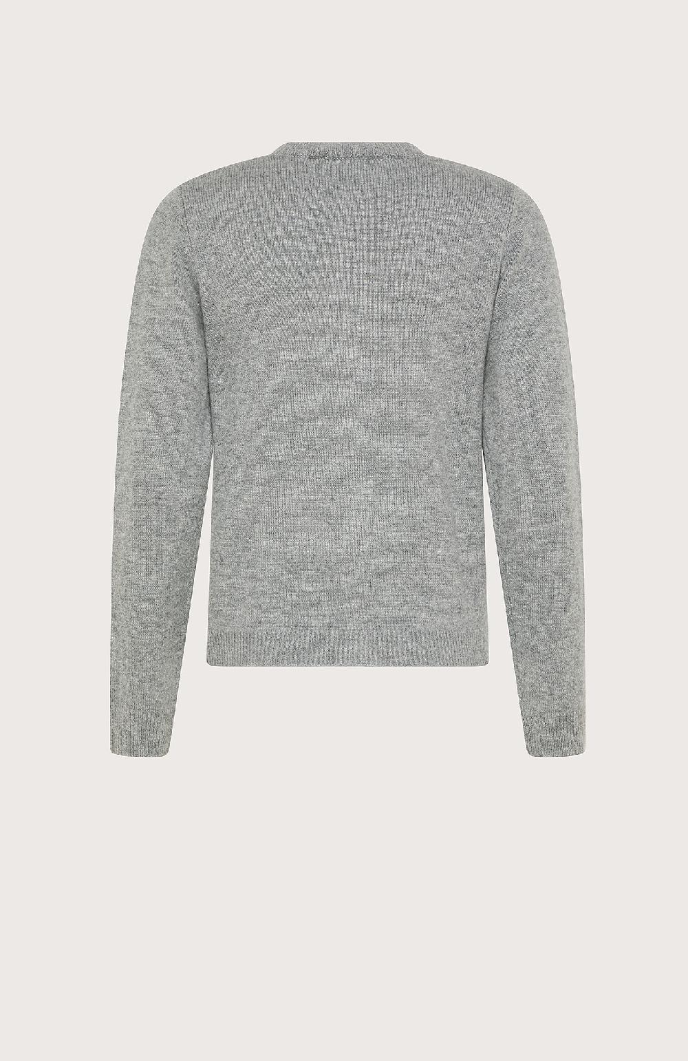 Seventy Cardigan girocollo in lana cashmere - Col. Grigio Saldi Di Fabbrica
