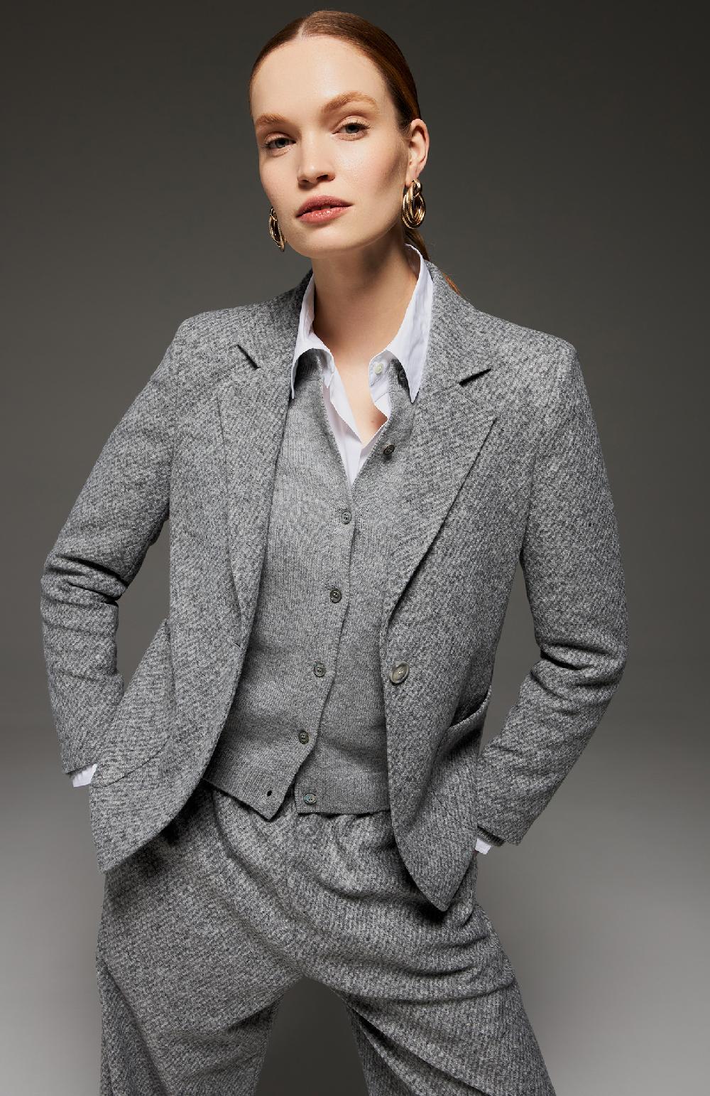 Seventy Cardigan girocollo in lana cashmere - Col. Grigio Saldi Di Fabbrica