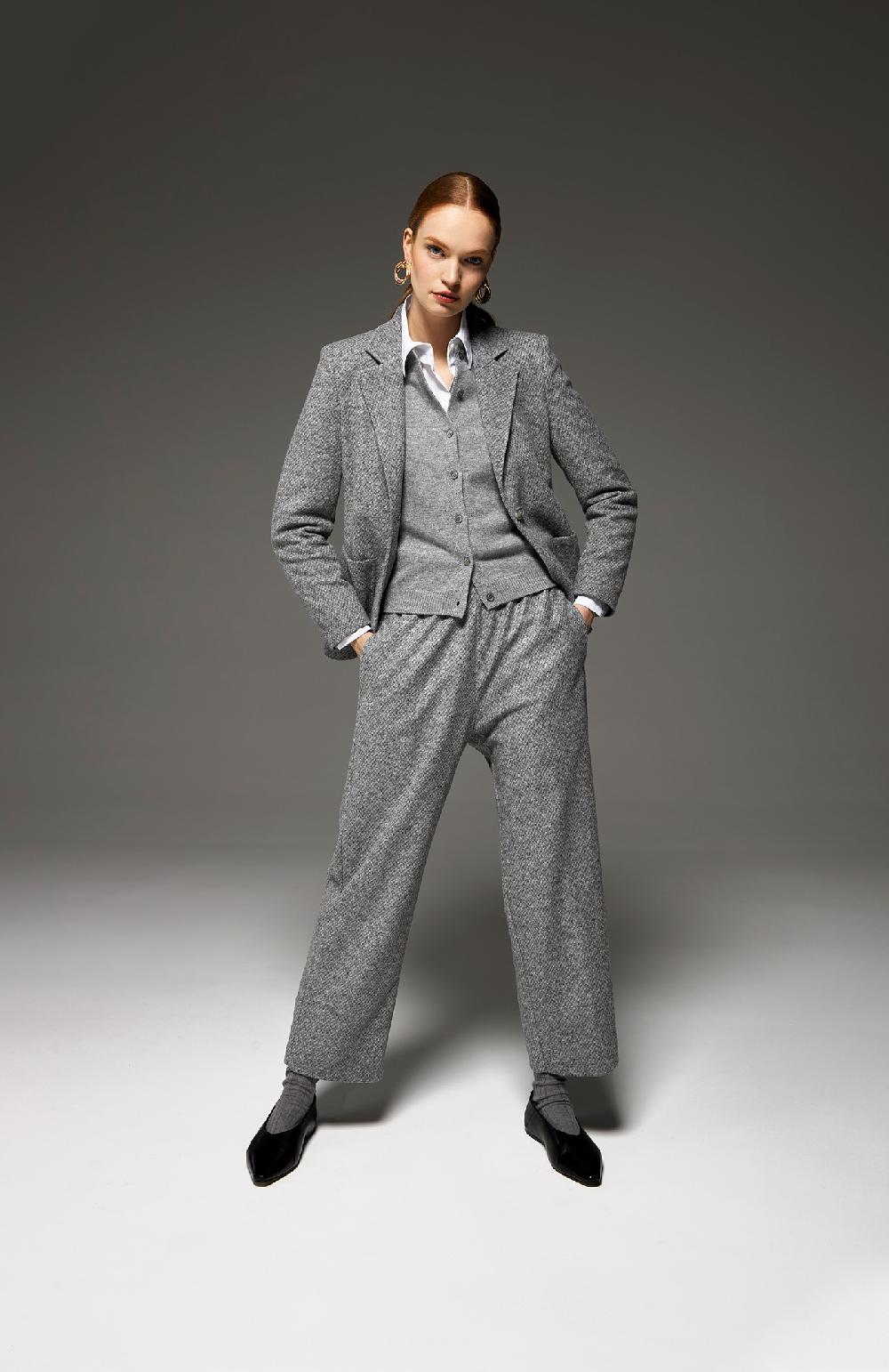 Seventy Cardigan girocollo in lana cashmere - Col. Grigio Saldi Di Fabbrica