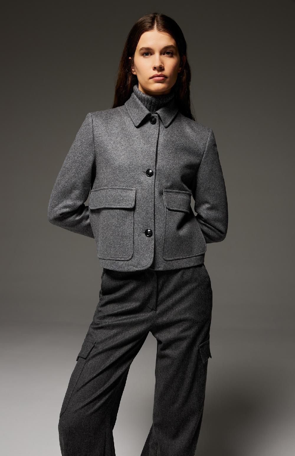 Seventy Pantalone stile cargo lungo in flanella cardata stretch - Col. Grigio I Più Venduti