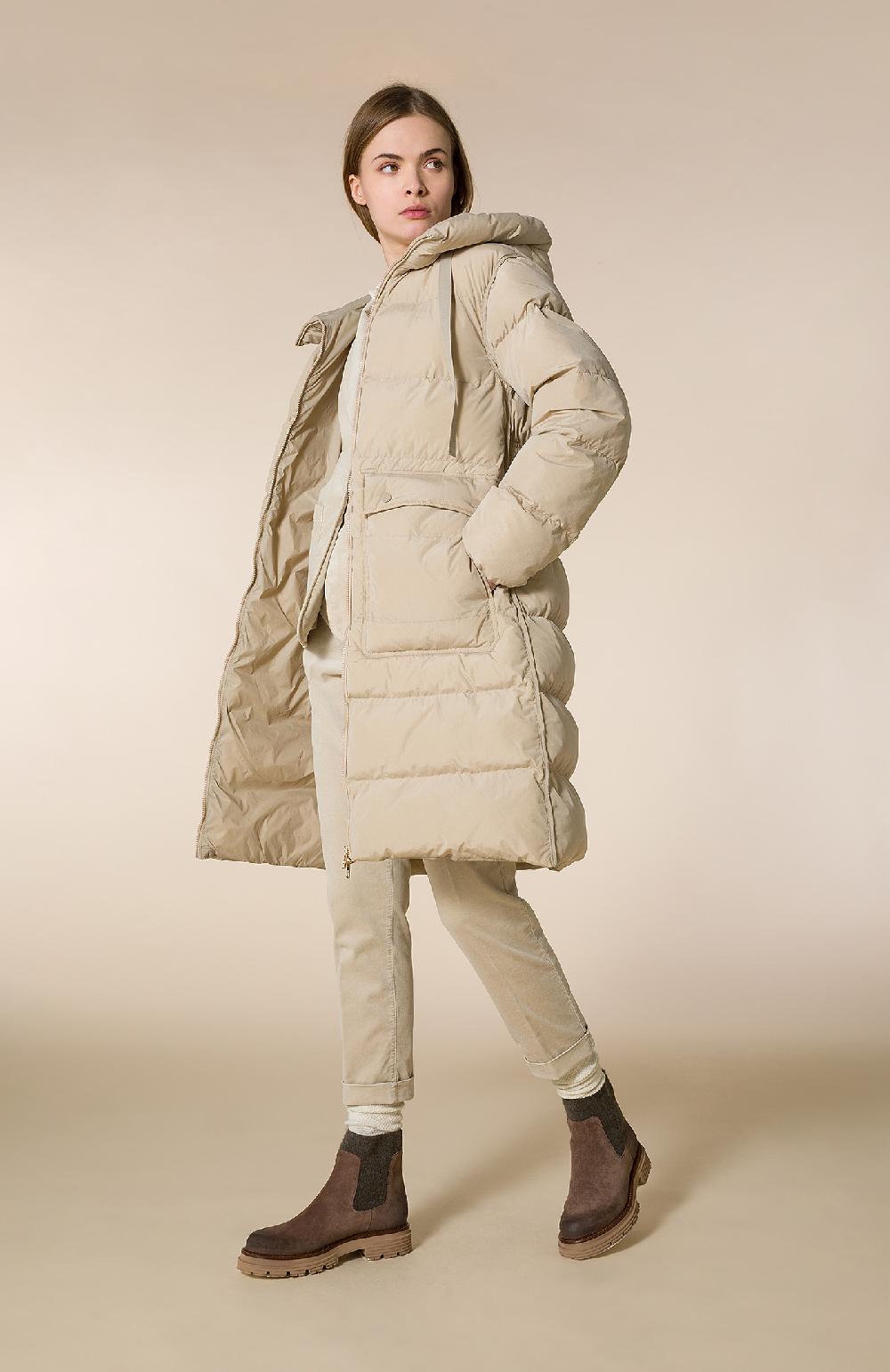 Seventy Piumino lungo con cappuccio - Col. Neutro Outlet