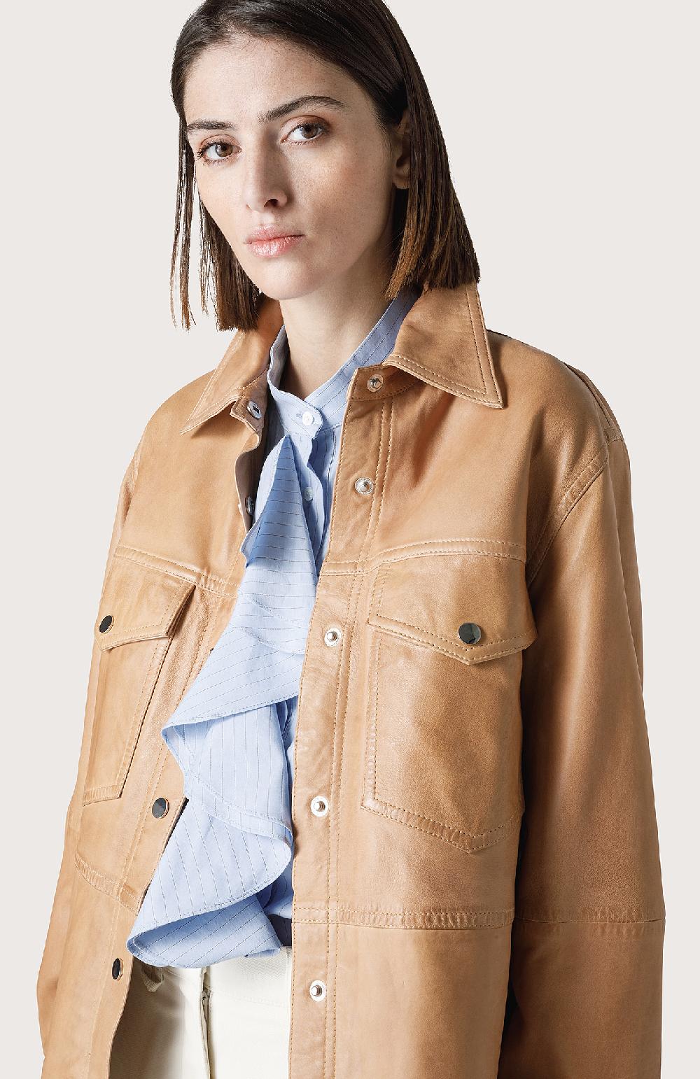Seventy Overshirt in pelle effetto vintage - Col. Neutro I Più Venduti