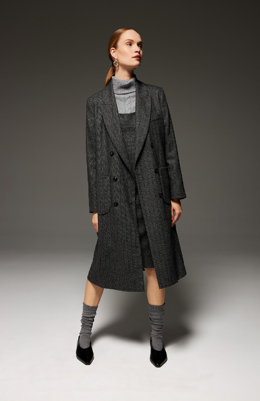 Seventy Cappotto doppiopetto in misto lana gessata lurex - Col. Grigio Italy