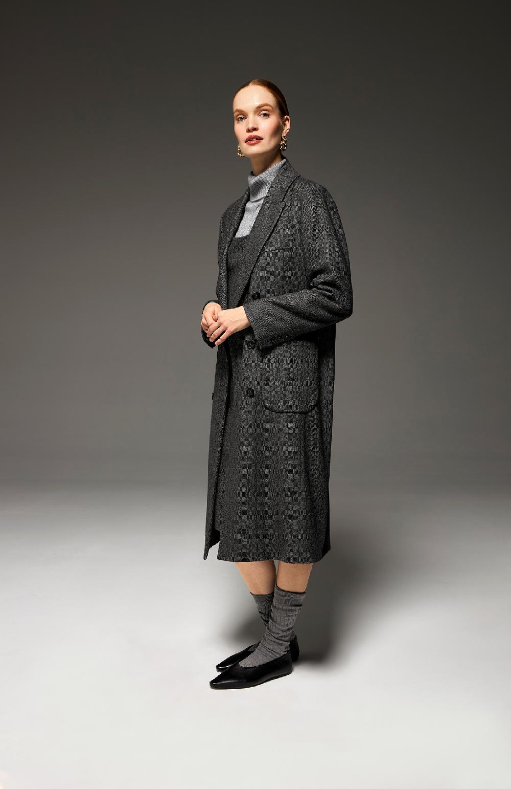 Seventy Cappotto doppiopetto in misto lana gessata lurex - Col. Grigio Italy