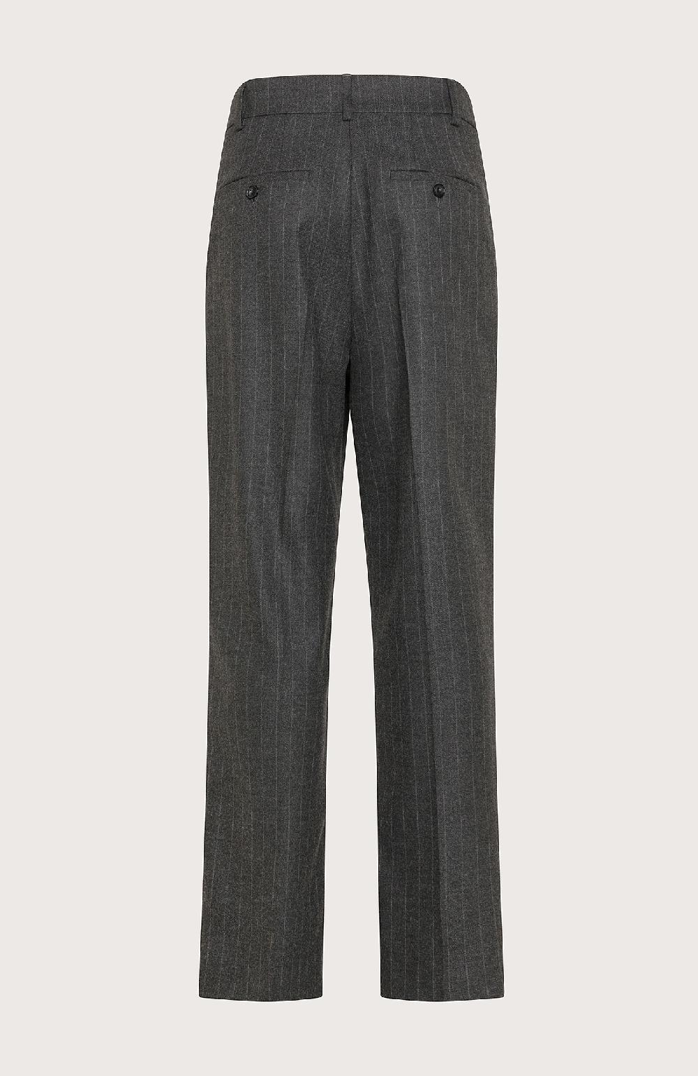 Seventy Pantalone lungo dritto con pinces in flanella gessata - Col. Grigio In Linea