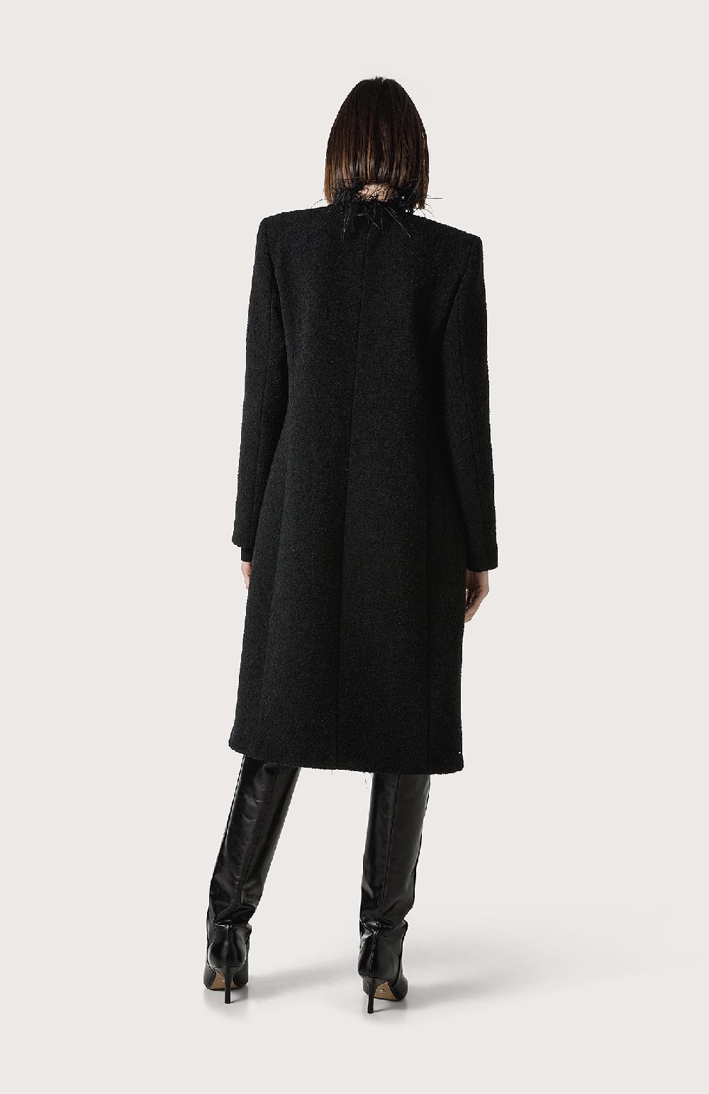 Seventy Cappotto bouclè con piume - Col. Nero Nuovo